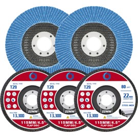 Beliiant Abrasive Flap Discs,5 Pack,Premium 4.5" x 7/8" Type 29 High Density Zirconia Flap Sanding Discs 4-1/2 Inch for Angle Grinder,Grinding Wheels & Discs,Sanding Discs for Wood & Metal. (80 Grit)