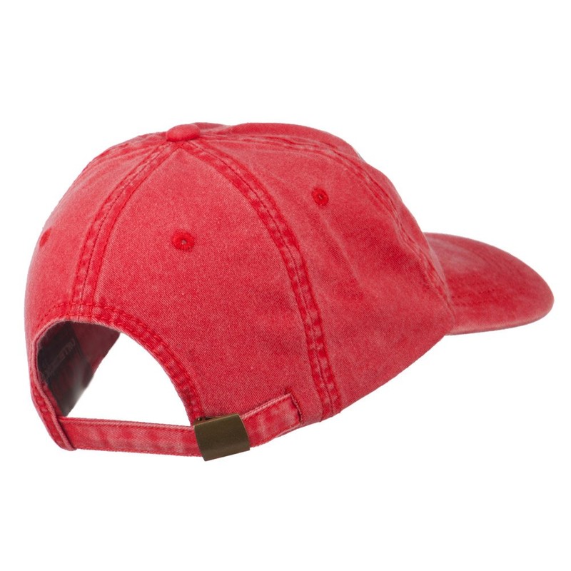 American Flag Embroidered Washed Cap - Red OSFM