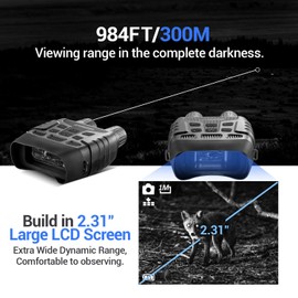 BNISE Night Vision Binoculars Goggles, Digital Infrared Binoculars with Night Vision 32GB Memory Card for Hunting Spy Camping Wildlife Adventure