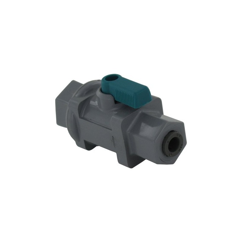 Inline Ball Valve PVC - 1/4 Tube x 1/4 Female
