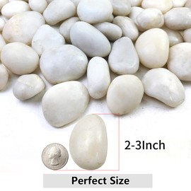 YISZM 40lbs White River Rocks for Landscaping, 2-3 Inch Natural Pebbles for Indoor Plants, High Polished Decorative Stones Garden Outdoor and Indoor DIY Vase Filler Fish Tank Aquariums