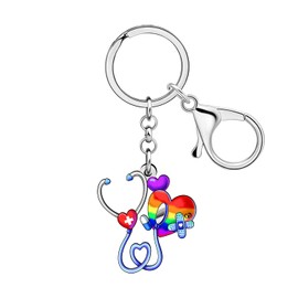 NEWEI Acrylic Funny Stethoscope Nurse Keychain Graduation Gifts for Women Girls Nursing Doctor RN Car Keys Wallet Backpack (Multi)