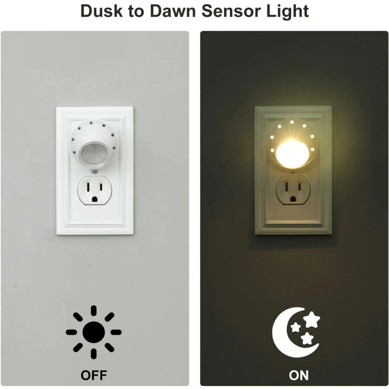 DEWENWILS Plug in LED Night Light Light Sensor 360° Rotating