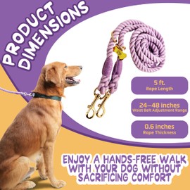 Daizzy Gear Hands Free Rope Leash – Durable, Adjustable, and Comfortable for Everyday Walks, Runs, and Hikes with Your Dog