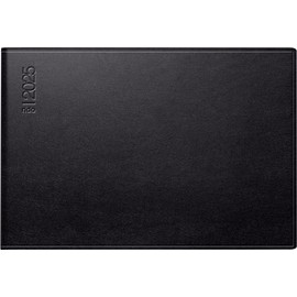 rido/idé Pocket Diary Model Septimus (2025), 2 Pages = 1 Week, A6 Landscape, 128 Pages, Faux Leather Cover, Gratello, Black