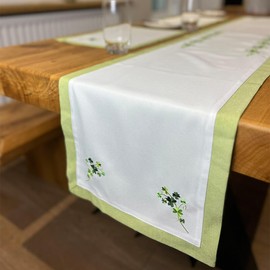 Samuel Lamont Irish Shamrock Table Runners, 100% Polyester Irish Housewarming Tabletop Accessories (14'x54'), Cream