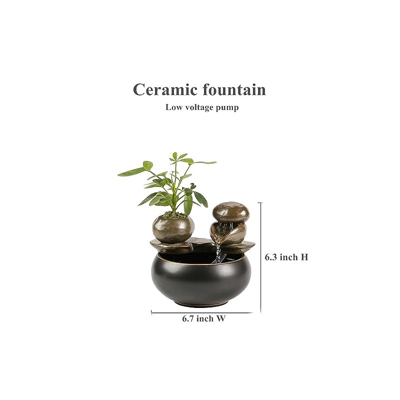Ceramic Tabletop Fountain for Indoor and Home Decoration Table Desk