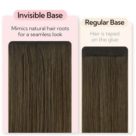 HOTBANANA Invisi Edge Tape in Hair Extensions Human Hair, 20inch 50g 10pcs Invisible & 10pcs Classic Ombre Walnut Brown to Ash Brown and Bleach Seamless Tape in Hair Extensions Straight Injected