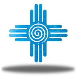 Riverside Designs Zia Sun Metal Wall Art Steel Outdoor Decor (12", Teal)