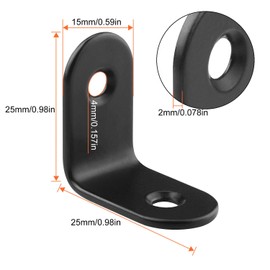 STARVAST 50 Pack Stainless Steel 90 Degree Angle L shape Bracket, Corner Brace Joint Bracket Fastener, 25mm x 25mm x 15mm, Black Tone, Round End, 2 Holes