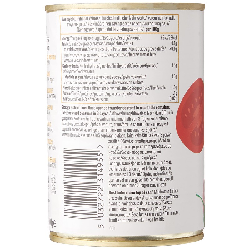 BIONA Organic Chopped Tomatoes with Garlic & Oregano 400g (PACK