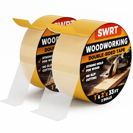 SWRT Double Sided Woodworking Tape, Removable Adhesive for Holding Wood Templates, Mounting Boards, MDF Edge Banding, Routing, and Anchoring, Clean Removal No Residue, 1 & 2 Inch x 33 FT, 2 Rolls