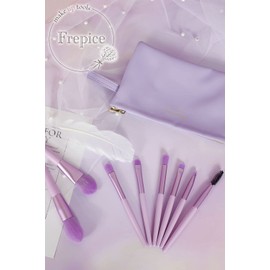 Frepice Makeup Brushes, Set of 8, Mini Brush, Powder Brush, Eye Shadow Brush, Makeup Brush Case, Makeup, Purpurite