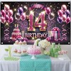 Starlit Patio Happy 14th Birthday Decorations Backdrop Banner for Girls