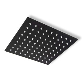 MEER FAUCETS BY CNX Regadera Cuadrada Fabricada en Acero Inoxidable en Color Negro Mate de 8", con Sistema Anti-Sarro, Certificada