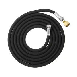 PATIKIL 1/8 Air Brush Hose, 6ft Nylon Braided Air Brush Hose with 1/8" Ends and 1/4" Adaptor for Paint Machine Nails, Black