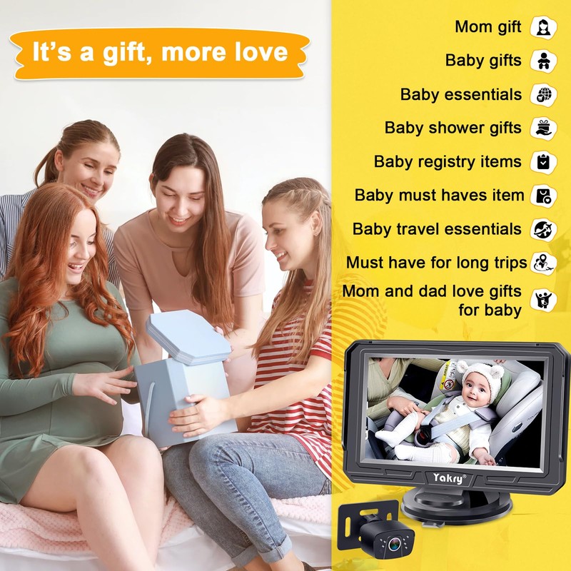 Yakry Baby Car Camera for Backseat - HD 1080P, 170°