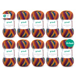 Gründl Wool Lisa Premium Colour - Yarn for Knitting with Colour Gradient - Knitting Yarn - Crochet Yarn - Soft and Skin Friendly - 100% Polyacrylic 10 Balls 50 g / 133 m - Needle Size 3.5-4.5 - Purple