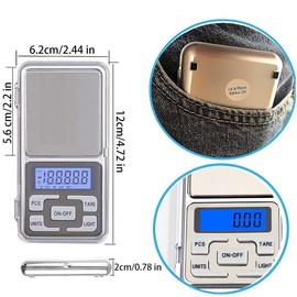 Mini Waage Küche, Elektronische Edelstahl Waage, Edelstahl Cuisine Waage, Mini Digitale Taschenwaage, für Küchen Schmuck, Droge, Tee, Hefe, Kaffee, Kräuter Balance Gewicht Gram Skalen, 200g / 0.01g