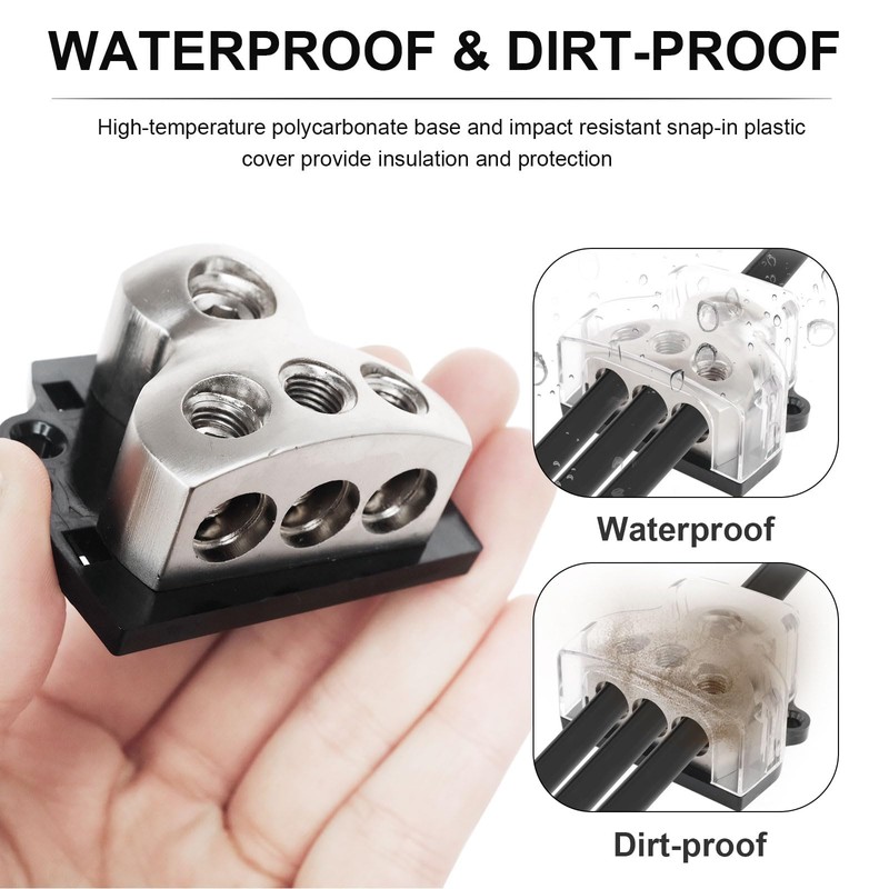 kksurty 3 Way Power Distribution Block Car Audio Splitter 0/2/4