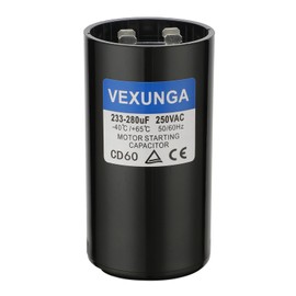 VEXUNGA 233-280 uF MFD 250 VAC 50/60 Hz Round Motor Start Capacitor CD60 Single Phase Capacitors for AC Motors Starting or Pool Pump or Well Pump