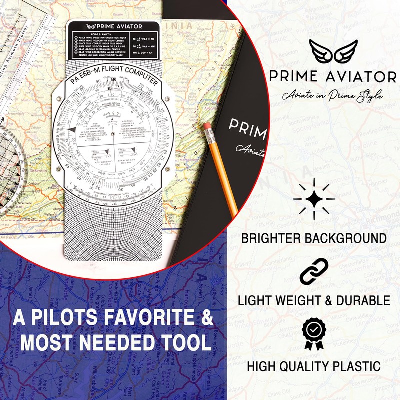 Prime Aviator E6B Flight Computer – Includes Aviation Plotter, Guidebook