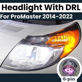 ALLIGATOR AUTO LIGHTS Headlight Assembly Replacement for Ram 2014-2022 ProMaster w/DRL & Bulbs for Left/Driver Side