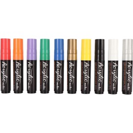 Rotuladores de Pintura Acrílica, 10 Colores, Puntas de Fibra de 15 Mm, Marcadores de Graffiti, Pluma de Pintura de Graffiti, Rotuladores de Pintura Rupestre, Manualidades,