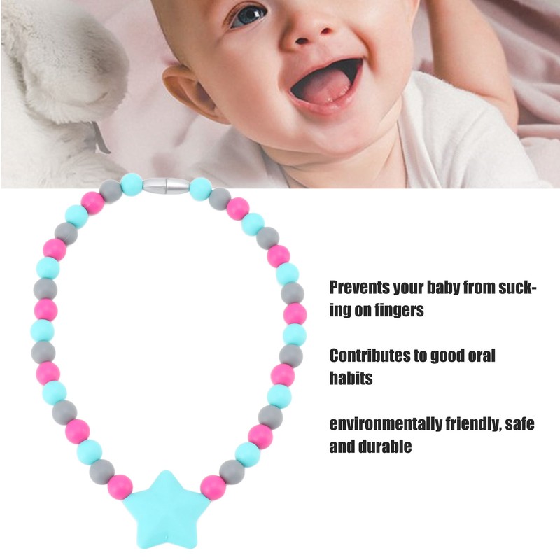 Silicone Baby Teething Necklace Soft Flexible Safe Infant Toddler Teether