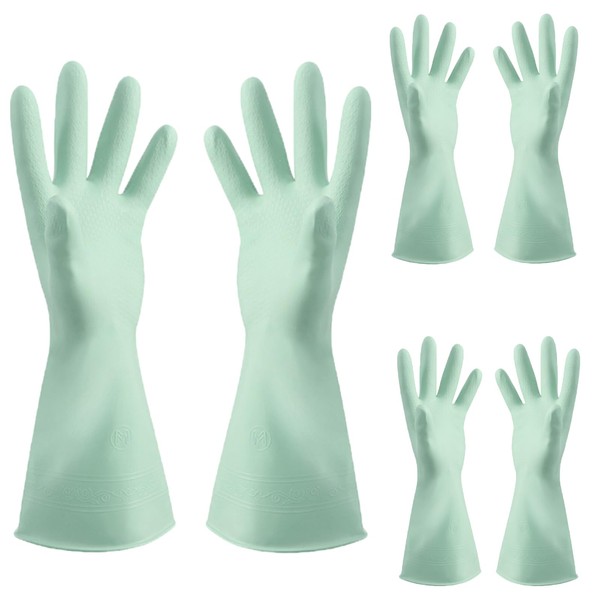 3 Pairs Reusable Household Cleaning Gloves, Skin-Friendly, Non-Slip, Extra Thick,