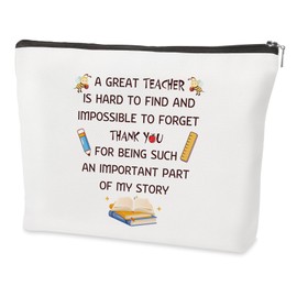 QONCV Teacher Christmas Gifts, Best Teacher Makeup Bag Cosmetic Bags Appreciation Retirement Valentines Day Birthday Christmas End of Year Back to School Gift Ideas Presents for Women