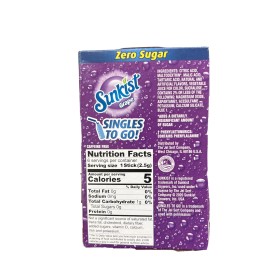 Sunkist Soda Grape Zero Sugar Singles To Go Drink Mix, 0.53 OZ 6 Pack 36 Sticks