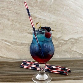 BarConic® "Eco-Friendly" Paper Straws - 7 3/4" USA Flag - Packs of 100