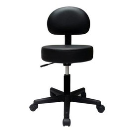 Pneumatic Rolling Adjustable Stool with Removable Backrest (Black)