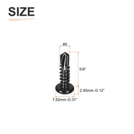 DTGN #8x5/8" Pan Head Self Drilling Screws - 100Pack - Black Oxide 410 Stainless Steel Phillips Drive Self Tapping Sheet Metal Screws