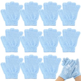 Ramede 30 Pair Exfoliating Gloves Double Sided Exfoliating Bath Gloves Nylon Colorful Shower Gloves for Men Women Beauty Spa Massage Shower Deep Clean Body Skin Bathing Scrubber Accessories (Sky Blue)