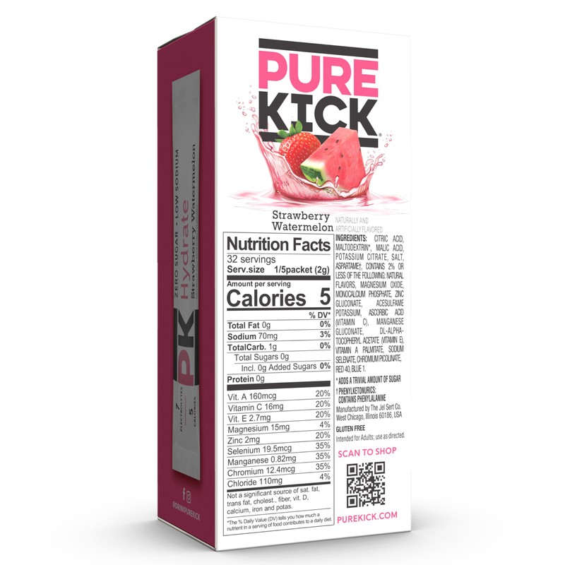 Pure Kick Hydration Pitcher Pack, Strawberry Watermelon, Includes 6 Packets,