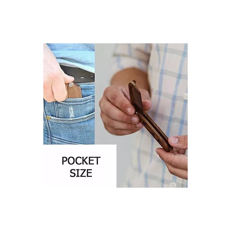 L Peine Plegable De Madera Tamaño De Bolsillo Color Marron