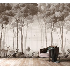 PYFFYP- Tropical Safari Wallpaper Vintage Jungle Wall murals for Nursery(Not Peel and Stick)