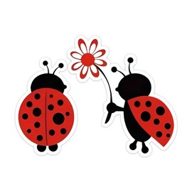 2pcs Adorable Ladybug Car Stickers, 5.91''x4.33'', Funny Waterproof Decal, Exterior Decorative Accessories, Used for Car, Motorcycle, Laptop, Van, Automobile Accessories | CZ124