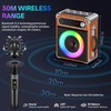 Karaoke Machine with 2 Wireless Microphones, Portable Bluetooth Speaker for