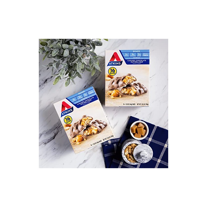 Atkins Caramel Chocolate Nut Roll Snack Bar, Protein Snack ,
