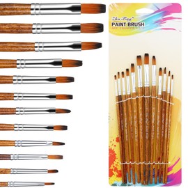 Acrylic Brush Set 12 Pieces Watercolour Brush Artist Brush Watercolour Brush Set for Acrylic Paints, Professional Art Brush Nylon Acrylic Paints Brush Gouache Oil Painting Artist Adults