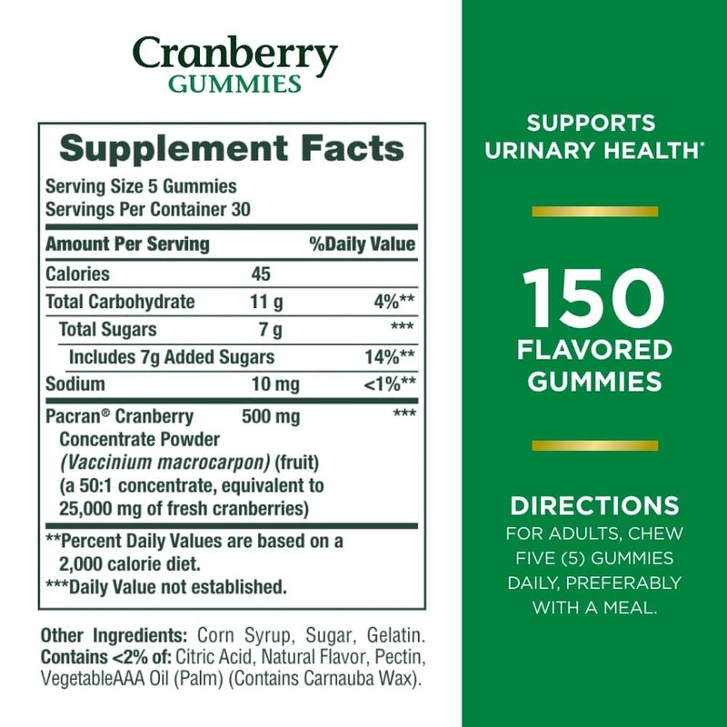 Nature's Bounty Cranberry Gummies, Urinary Tract Support, 500 mg, Cran-Raspberry