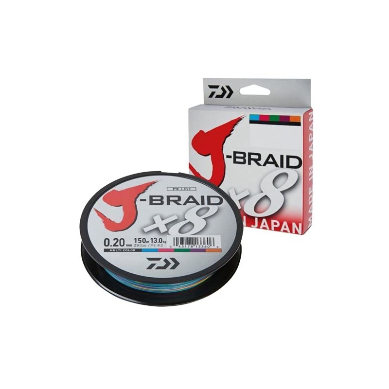 Daiwa J-Braid X8 Multi Color 0.13mm 8.0kg 150m