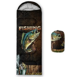 Sleeping Bags for Adults and Kids，3D Printing Camping Sleeping Bag for Girls Boys Lightweight Waterproof Cold/Warm 3-Season，Outdoor Travel with Compression Bags