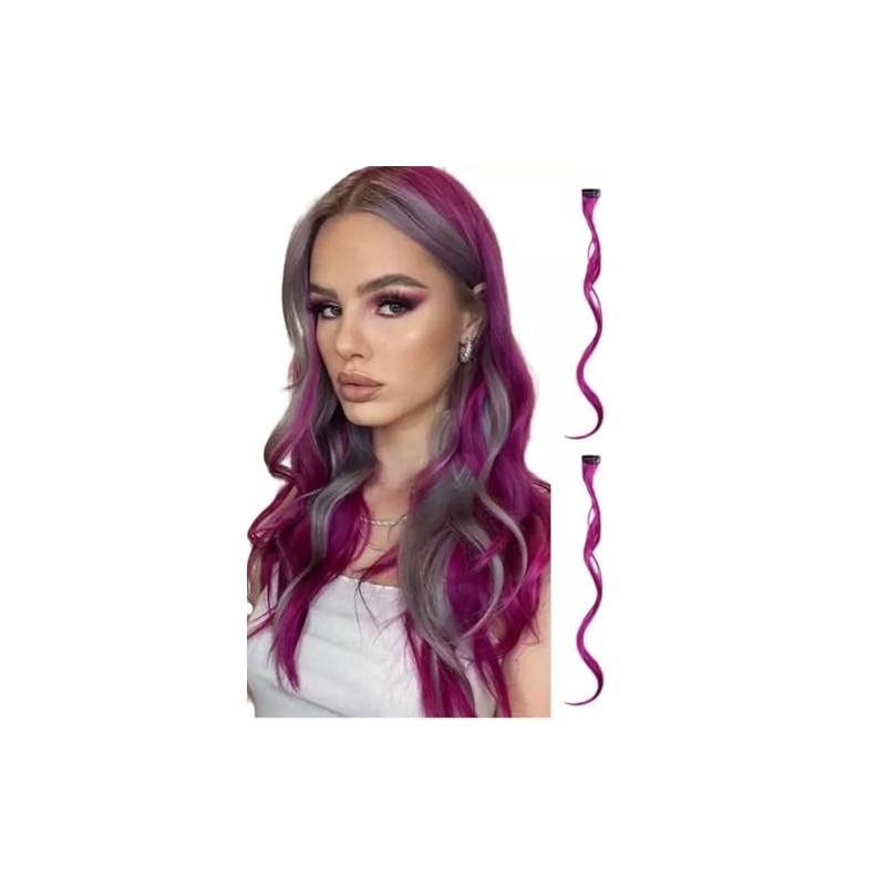 2 x Clip-In Hair Extension Highlights Streaks, Colourful Hair Highlights