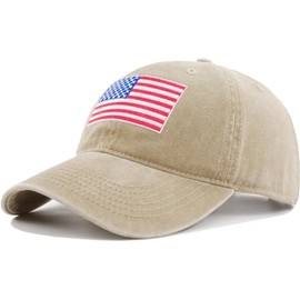 Vintage Washed Cotton National Flag Embroidery Khaki Baseball Caps Adjustable Unstructured Soft Blank Casual Dad Ball Hats for Men Women