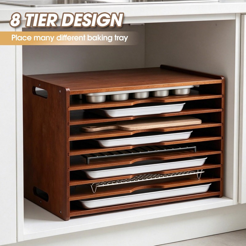 8-Tier Baking Sheet Organizer for Cabinet, Large 20 x 15