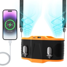 AOJLZF Portable Waist Fan Rechargeable, 4 Speeds 12000RPM Strong Airflow Clip on Belt Fan, Hands Free Hanging Neck Wearable Fan for Camping, Outdoor, Jobsite, Farm, Travel (Orange, 10000mAh)